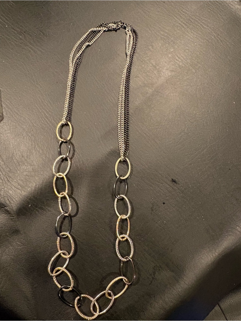 Two-Tone Black and Gold Link Necklace - Women Jewelry